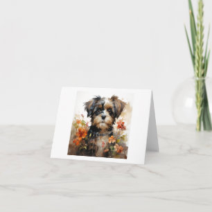 Cute Colourful Fluffy Puppy Dog BLANK  Card