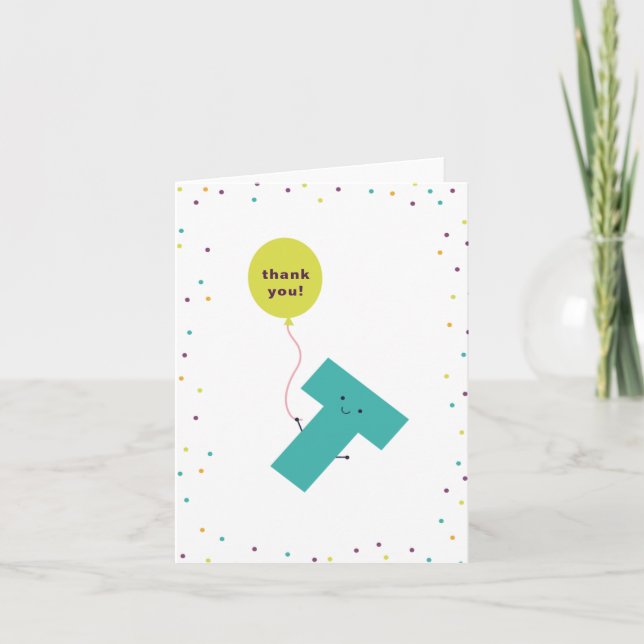 Cute Colourful Folded Thank You Card (Front)