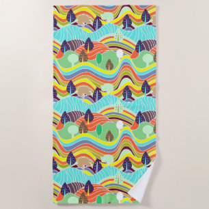 Cute colourful forest patterns beach towel