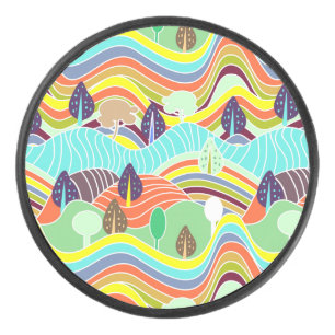 Cute colourful forest patterns car magnet hockey puck
