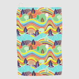 Cute colourful forest patterns golf towel