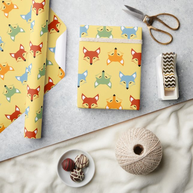 Cute colourful Fox Wrapping Paper (Crafts)