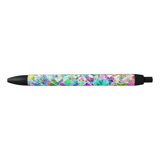 Cute colourful fragments design black ink pen (Front)