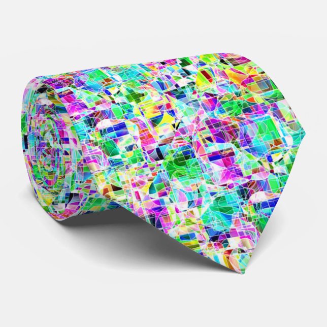 Cute colourful fragments design tie (Rolled)