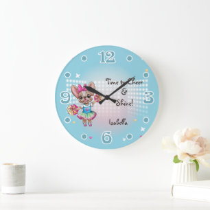 Cute Colourful Frenchie Pawsitive School Spirit Large Clock
