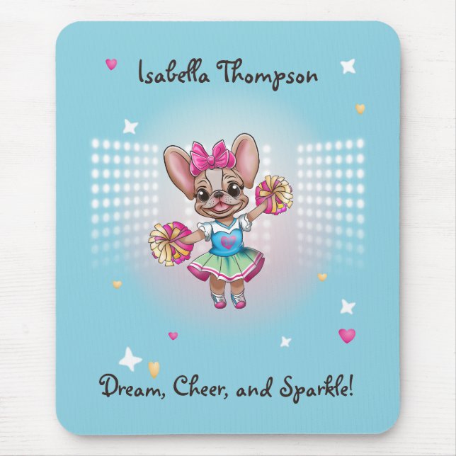 Cute Colourful Frenchie Pawsitive School Spirit Mouse Pad (Front)