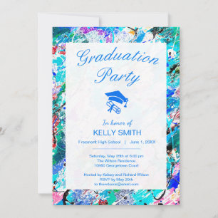 Cute colourful fresque painting graduation party invitation