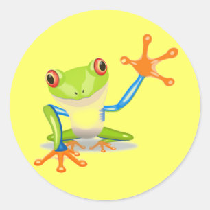 Cute Colourful Frog Funny Animal Kids Classic Round Sticker