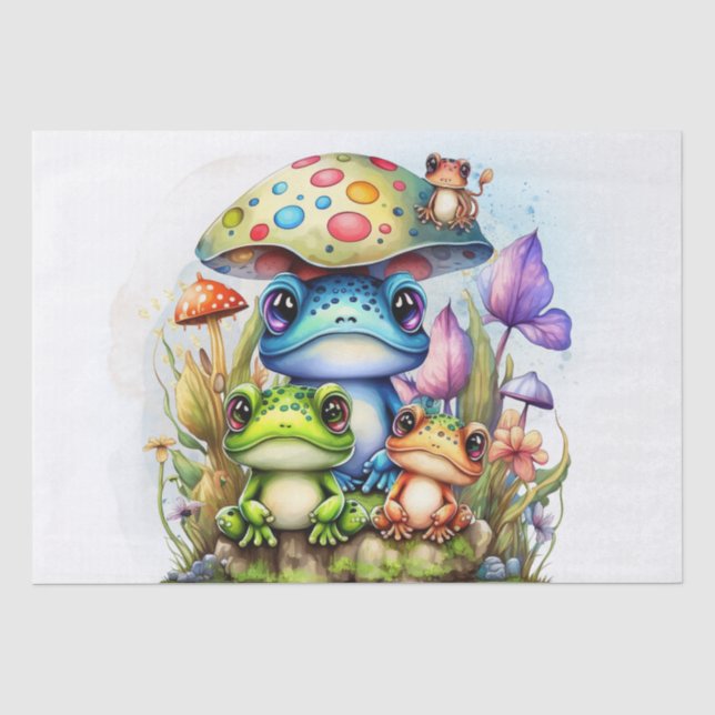 Cute Colourful Frogs Tissue Paper (Front)