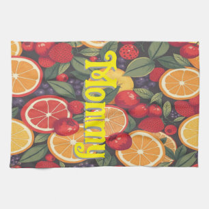 Cute Colourful Fruit Pattern – Fun Summer Design  Tea Towel