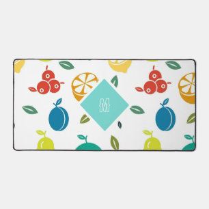 Cute Colourful Fruits Pattern Monogram Desk Mat