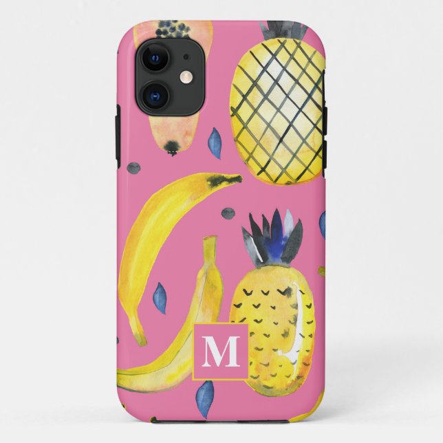 Cute & Colourful Fruity Banana Papaya & Pineapple Case-Mate iPhone Case (Back)