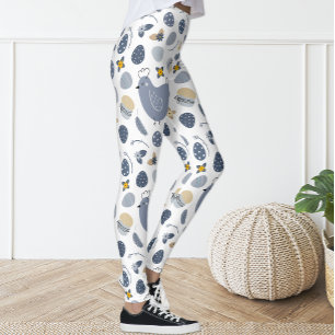Cute Colourful Fun Chicken Floral Leggings
