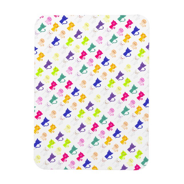 Cute colourful funny cats pattern magnet (Vertical)