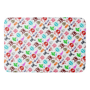 Cute colourful funny monsters patterns bath mat