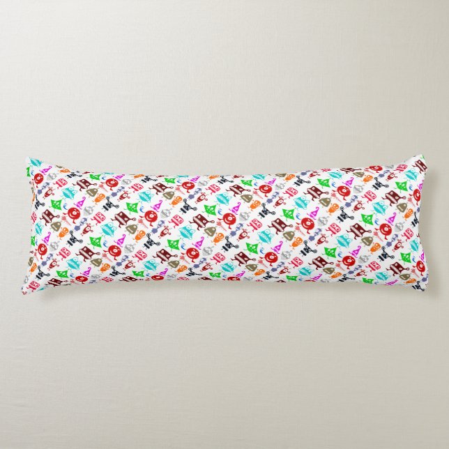 Cute colourful funny monsters patterns body cushion (Front)