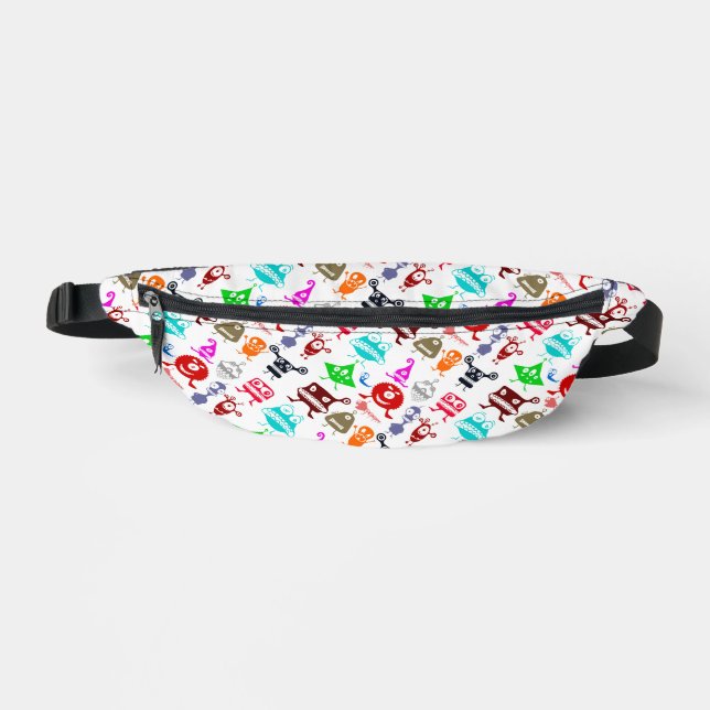 Cute colourful funny monsters patterns bum bags (Front)