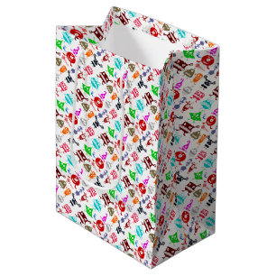 Cute colourful funny monsters patterns medium gift bag