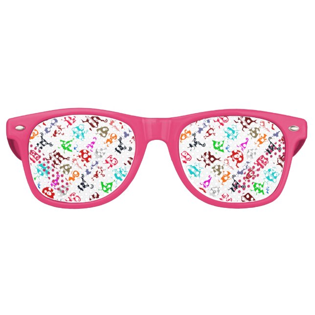 Cute colourful funny monsters patterns retro sunglasses (Front)