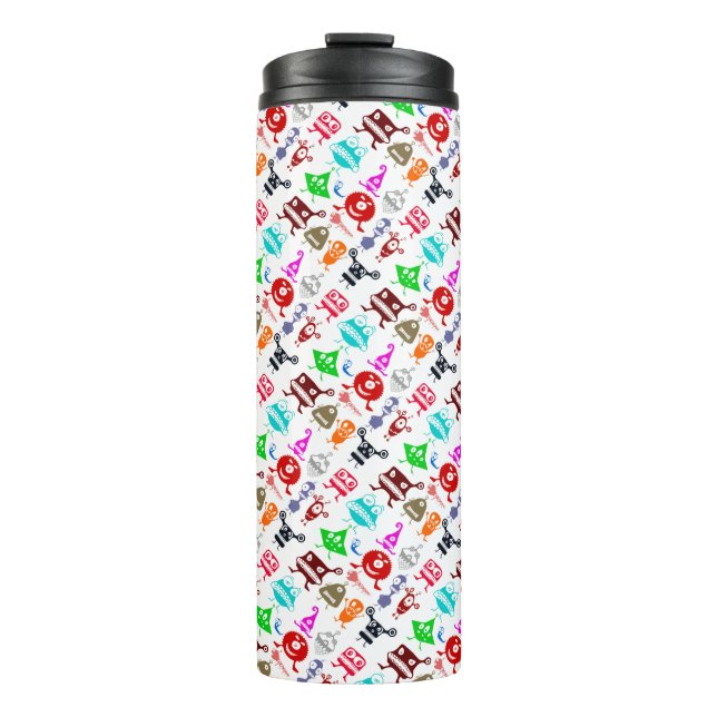 Cute colourful funny monsters patterns thermal tumbler (Front)