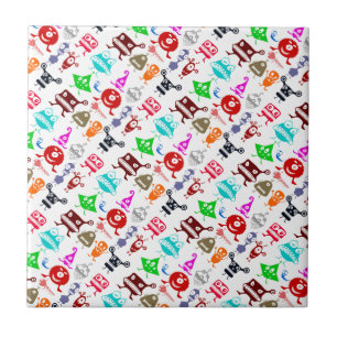 Cute colourful funny monsters patterns tile