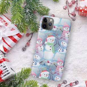 Cute Colourful Funny Winter Season Snowmen Pattern iPhone 13 Pro Max Case
