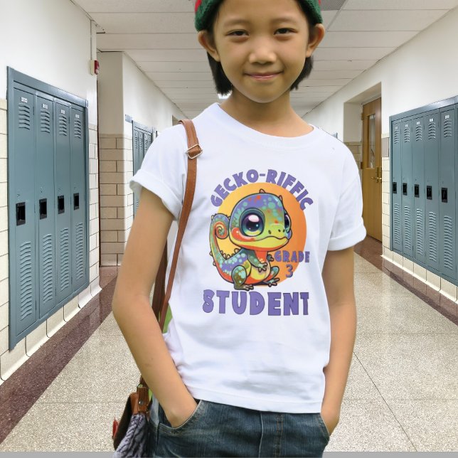 Cute Colourful Gecko School Year Name Gecko-riffic T-Shirt (Creator Uploaded)