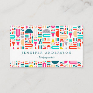Cute colourful geometric forms patterns business card
