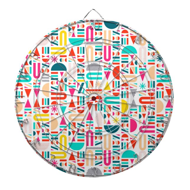 Cute colourful geometric forms patterns dartboard (Front)