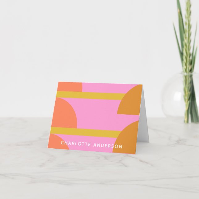 Cute Colourful Geometric Scandinavian Personalised Note Card (Front)