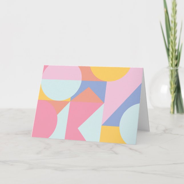 Cute Colourful Geometric Shapes Collage Artwork Card (Front)