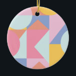 Cute Colourful Geometric Shapes Collage Artwork Ceramic Tree Decoration<br><div class="desc">This fun,  fresh graphic design collage features geometric simple shapes in a cute colour palette of pastels and soft brights.</div>