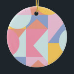 Cute Colourful Geometric Shapes Collage Artwork Ceramic Tree Decoration<br><div class="desc">This fun,  fresh graphic design collage features geometric simple shapes in a cute colour palette of pastels and soft brights.</div>