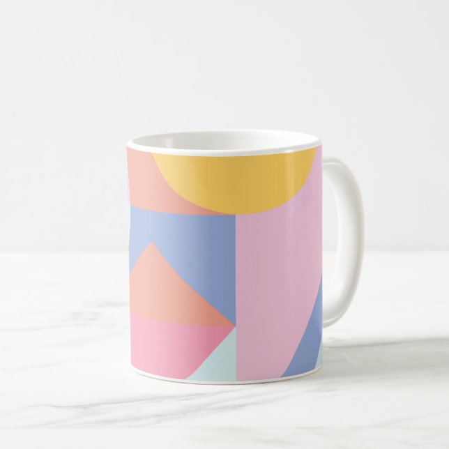 Cute Colourful Geometric Shapes Collage Artwork Coffee Mug (Front Right)