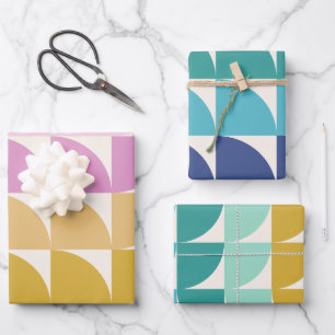 Cute Colourful Geometric Shapes in Bright Pastels Wrapping Paper Sheet