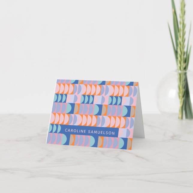 Cute Colourful Geometric Shapes Personalised Note Card (Front)