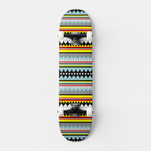 Cute colourful geometric stripes pattern skateboard