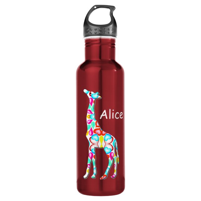 Cute Colourful Giraffe - add your name 710 Ml Water Bottle (Front)