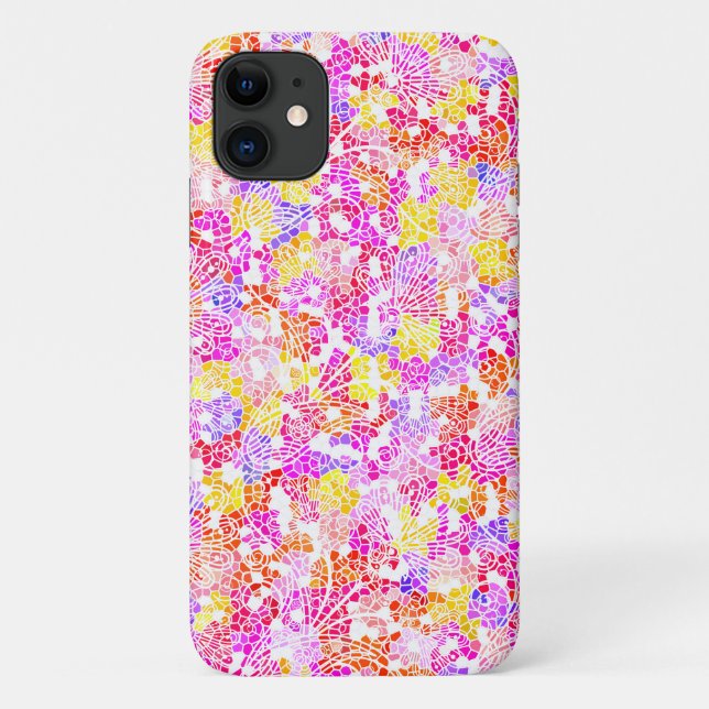 Cute colourful girly abstract flowers pattern Case-Mate iPhone case (Back)