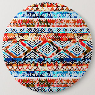Cute colourful girly aztec patterns 6 cm round badge