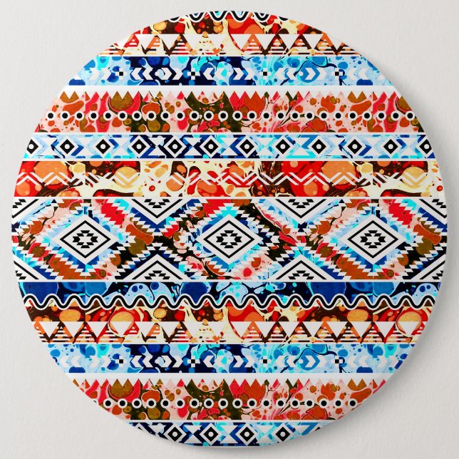 Cute colourful girly aztec patterns 6 cm round badge (Front)