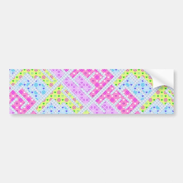 Cute colourful girly geometric graffiti patterns bumper sticker (Front)