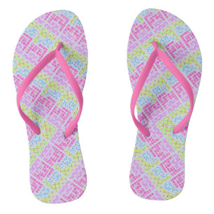 Cute colourful girly geometric graffiti patterns jandals