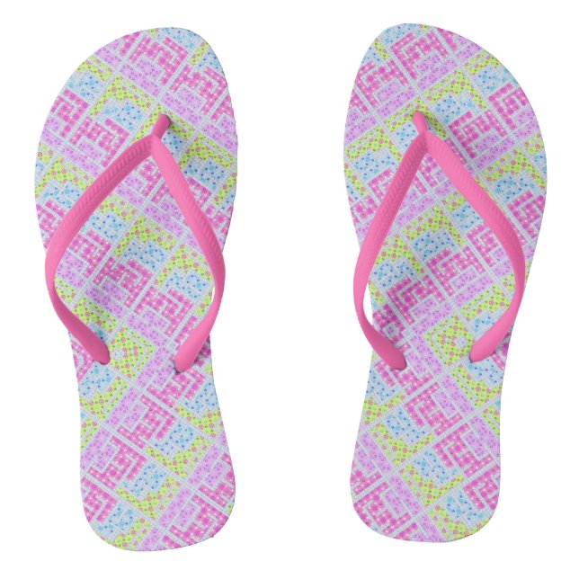 Cute colourful girly geometric graffiti patterns l jandals (Footbed)