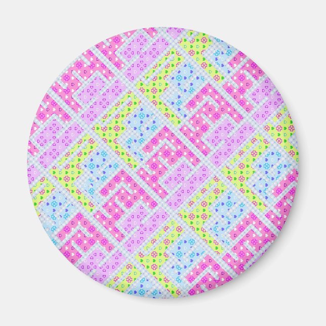 Cute colourful girly geometric graffiti patterns l magnet (Front)