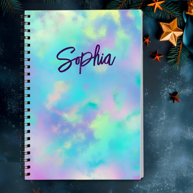 Cute colourful girly marbling monogram  notebook (Creator Uploaded)
