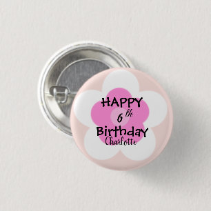 Cute colourful Gradient daisy flower Birthday name 3 Cm Round Badge