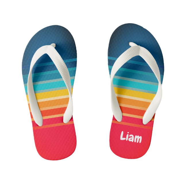 Cute Colourful Gradient Striped Pattern  Kid's Fli Jandals (Footbed)