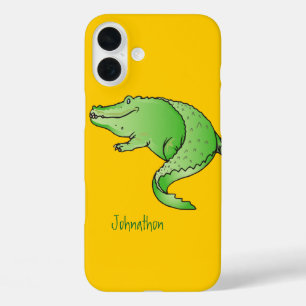 Cute Colourful Green and Yellow Alligator iPhone 16 Plus Case