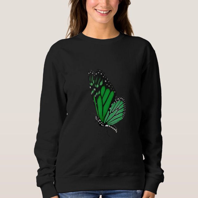 Cute Colourful Green Monarch Multicolor Butterfly Sweatshirt (Front)